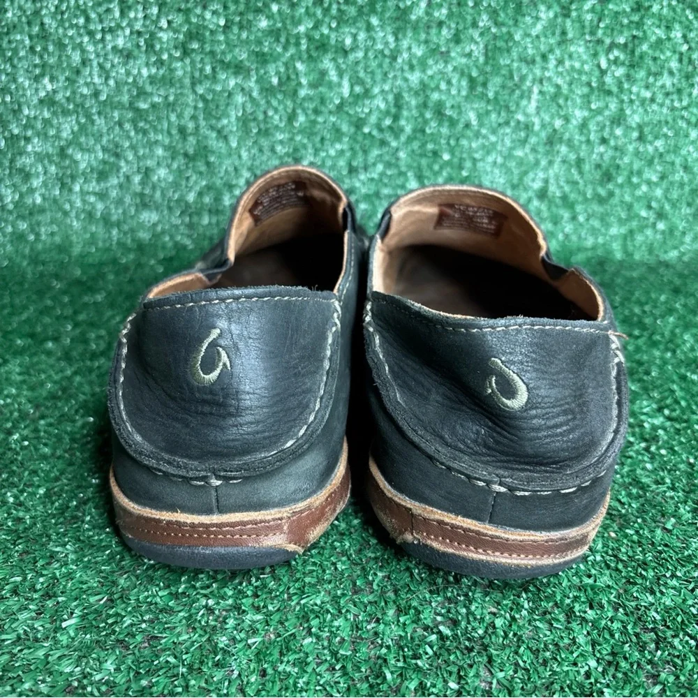 Olukai Men Moloa Slip On Dark‎ Leather Loafers Shoes Nubuck 10